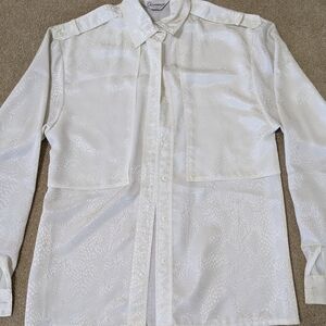 White Textured Button-Up Shirt